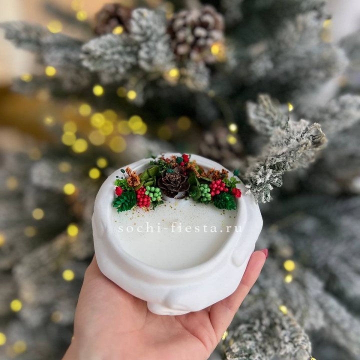 Свеча ароматическая в гипсе Руки с шишкой в Элисте