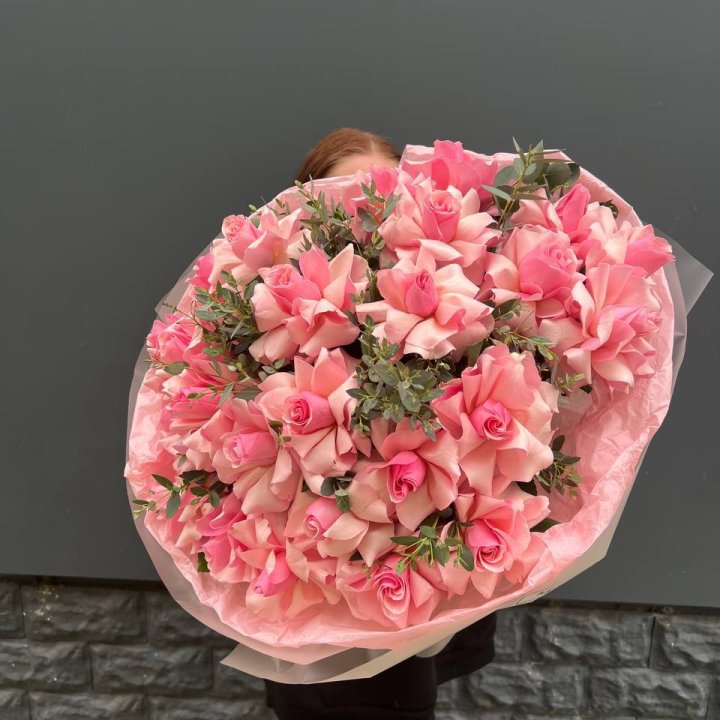  25 розовых французских роз в Элисте