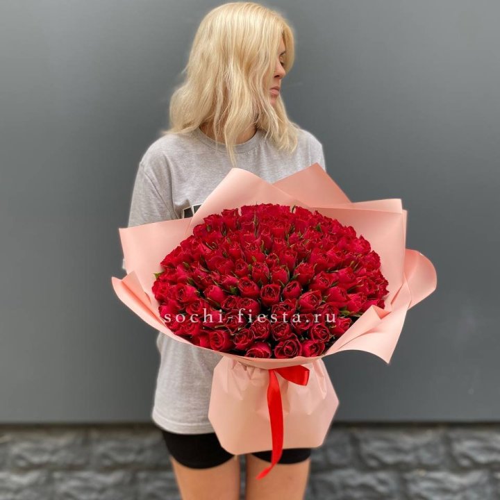 101  красная кенийская роза  с доставкой в Элисте