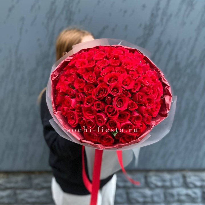 101  красная кенийская роза  с доставкой в Элисте