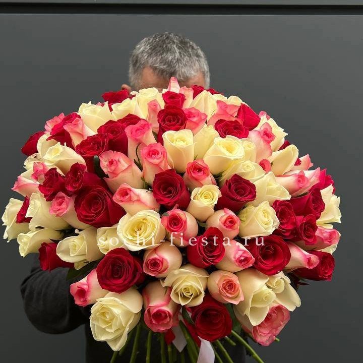 101 разноцветная роза "Джули" в Элисте